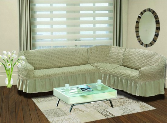 Чехол на диван угловой универсальный EVERY (Кремовый) оптом винтернет-магазине Сулейман Текстиль
