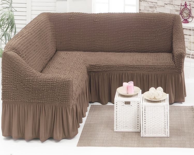 Чехол на диван угловой универсальный EVERY (Капучино) оптом винтернет-магазине Сулейман Текстиль